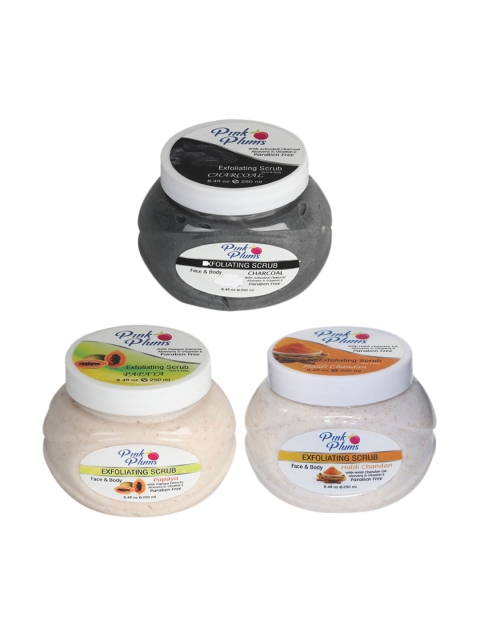 Pink Plums Set of 3 Charcoal Haldi Chandan Papaya Face & Body Exfoliating Scrubs, Multi
Pink Plums Set of 3 Charcoal Haldi Chandan Papaya Face & Body Exfoliating Scrubs, Multi