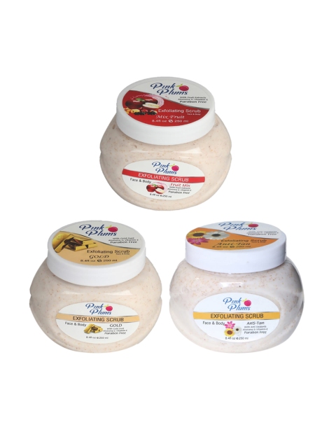 Pink Plums Fruit Mix Gold & Anti-Tan Face & Body Exfoliating Scrubs 750 ml, Off white
Pink Plums Fruit Mix Gold & Anti-Tan Face & Body Exfoliating Scrubs 750 ml, Off white