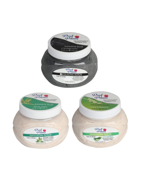 Pink Plums Charcoal - Cucumber - Neem Tulsi Face & Body Exfoliating Scrubs 750 ml, Off white
Pink Plums Charcoal - Cucumber - Neem Tulsi Face & Body Exfoliating Scrubs 750 ml, Off white