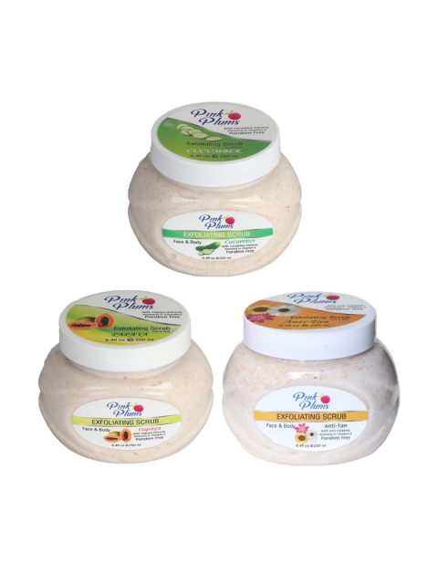 Pink Plums Cucumber - Papaya & Anti-Tan Face & Body Exfoliating Scrubs 750 ml, Off white
Pink Plums Cucumber - Papaya & Anti-Tan Face & Body Exfoliating Scrubs 750 ml, Off white