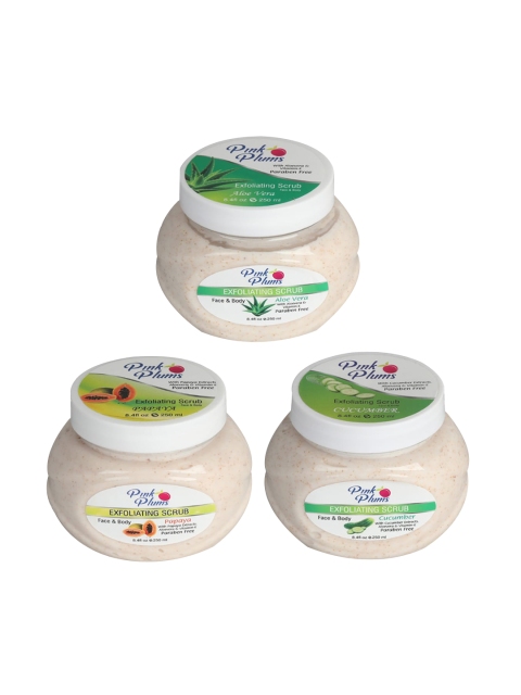 Pink Plums Aloevera - Cucumber - Papaya Face & Body Exfoliating Scrubs 750 ml, Off white
Pink Plums Aloevera - Cucumber - Papaya Face & Body Exfoliating Scrubs 750 ml, Off white