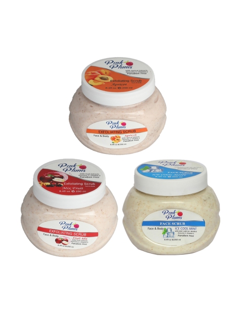 Pink Plums Set of 3 Apricot Fruit Mix Ice Cool Face & Body Exfoliating Scrubs, Multi
Pink Plums Set of 3 Apricot Fruit Mix Ice Cool Face & Body Exfoliating Scrubs, Multi