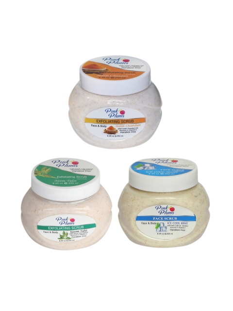 Pink Plums Set of 3 Haldi Chandan Neem Tulsi Ice Cool Face & Body Scrubs 250 ml Each, Multi
Pink Plums Set of 3 Haldi Chandan Neem Tulsi Ice Cool Face & Body Scrubs 250 ml Each, Multi