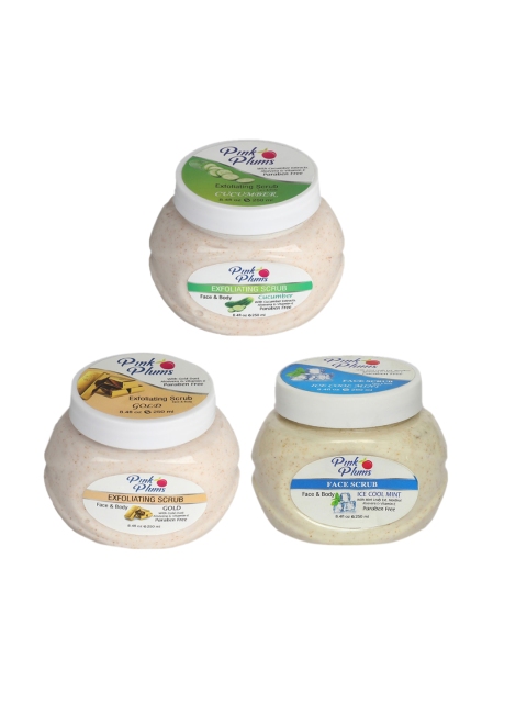 Pink Plums Set of 3 Cucumber Gold & Ice Cool Face & Body Exfoliating Scrubs 250 ml Each, Multi
Pink Plums Set of 3 Cucumber Gold & Ice Cool Face & Body Exfoliating Scrubs 250 ml Each, Multi