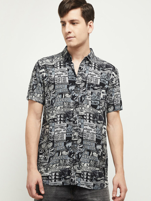max Men Grey Regular Fit Typography Opaque Printed Cotton Casual Shirt with Chest Pocket
max Men Grey Regular Fit Typography Opaque Printed Cotton Casual Shirt with Chest Pocket