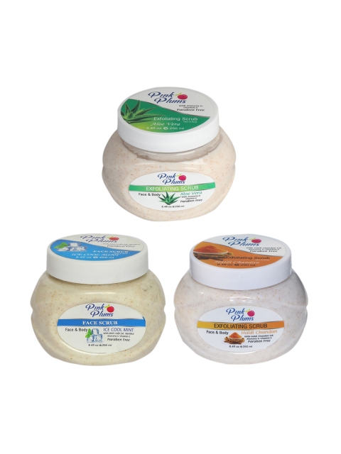 Pink Plums Aloe Vera - Haldi Chandan & Ice Cool Mint Face & Body Exfoliating Scrubs 750 ml, Multi
Pink Plums Aloe Vera - Haldi Chandan & Ice Cool Mint Face & Body Exfoliating Scrubs 750 ml, Multi