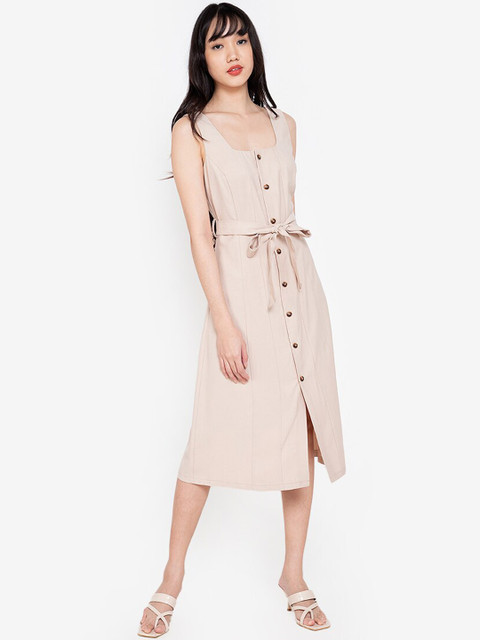 ZALORA BASICS Women Beige Solid Square Neck Button Down Midi Dress
ZALORA BASICS Women Beige Solid Square Neck Button Down Midi Dress