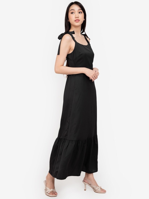 ZALORA BASICS Black Layered A-Line Maxi Dress