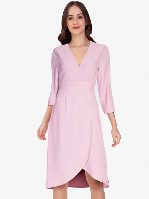 ZALORA WORK Pink Wrap Front Tulip Skirt Dress