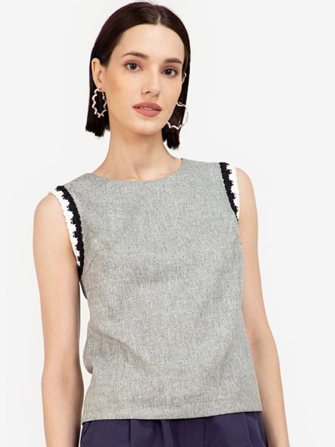 ZALORA WORK Grey Trim Detail Top