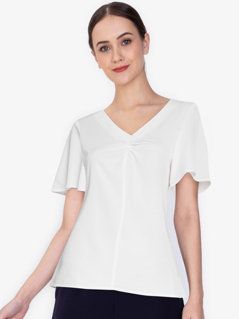 ZALORA WORK White Flare Sleeves Top