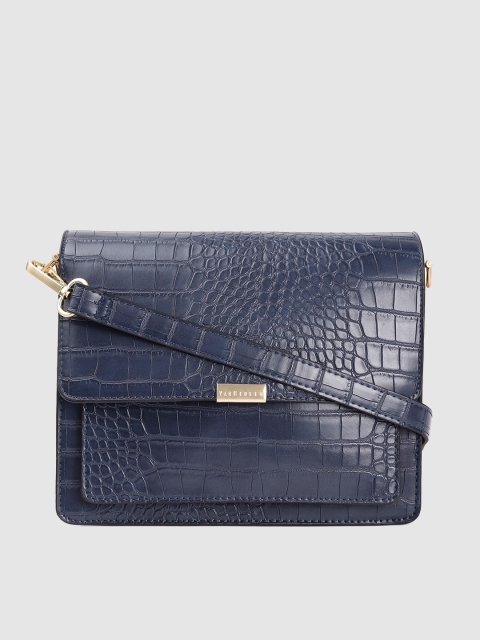 Van Heusen Navy Blue Corc Textured Structured Sling Bag