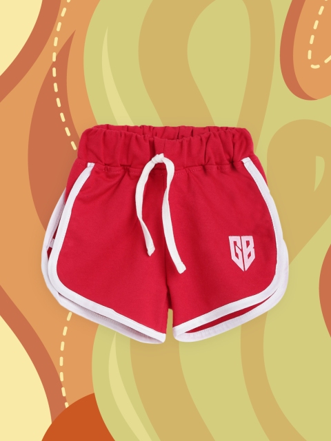 GAME BEGINS Girls Red Solid Pure Cotton Shorts