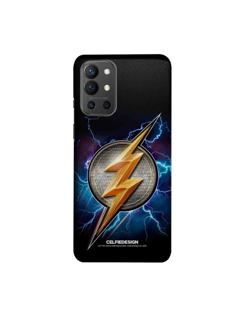 CelfieDesign Black & Gold-Toned Flash Storm Superhero Logo OnePlus 9R Slim Back Cover