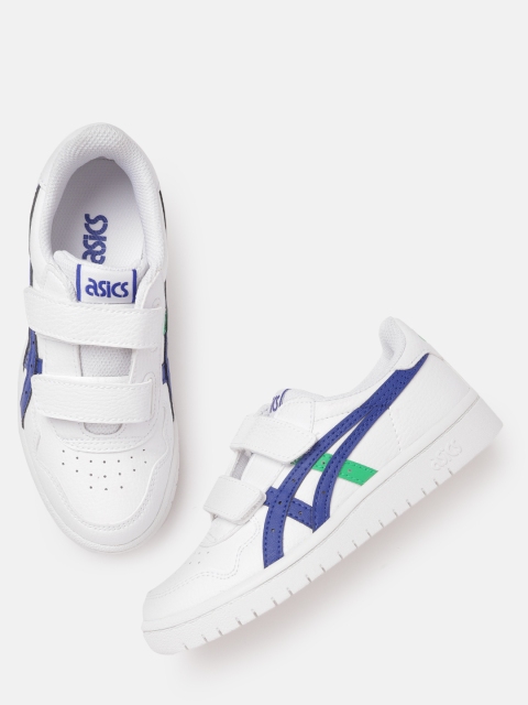 ASICS Kids White & Navy Blue Perforated Japan S PS Sneakers