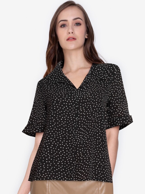 ORIGIN BY ZALORA Black & White Printed Top