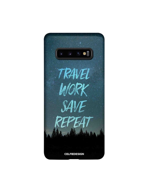 CelfieDesign Blue Travel Work Save Repeat Samsung Galaxy S10 Plus Slim Back Case