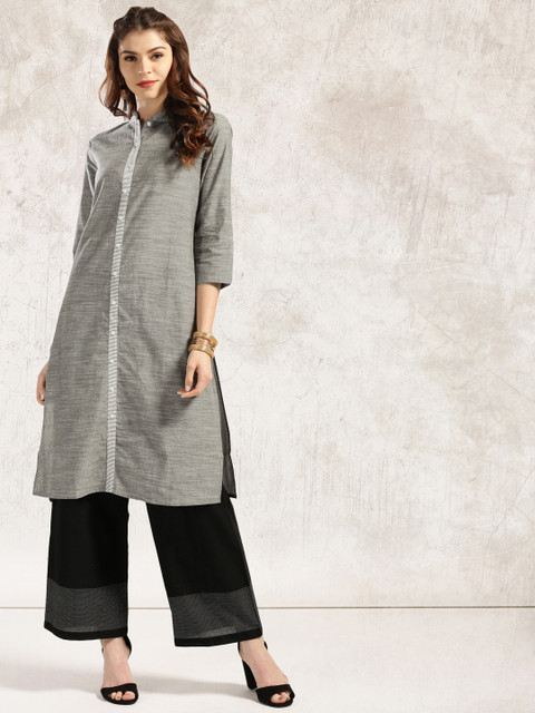 Anouk Women Grey Straight Kurta 
Anouk Women Grey Straight Kurta