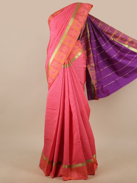 Pothys Coral & Purple Woven Design Zari Art Silk Saree