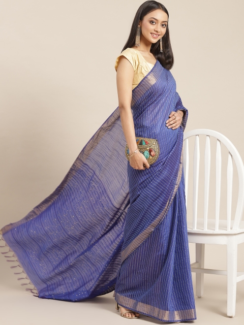 BharatSthali Blue Striped Woven Design Saree with Woven design Border & Sequinned Pallu
BharatSthali Blue Striped Woven Design Saree with Woven design Border & Sequinned Pallu