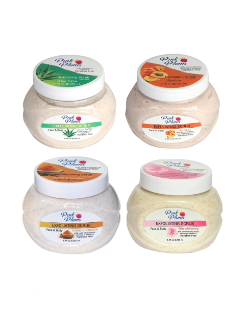Pink Plums Set of 4 Aloevera Apricot HaldiChandan SkinWhitening Face & Body Scrub, Multi
Pink Plums Set of 4 Aloevera Apricot HaldiChandan SkinWhitening Face & Body Scrub, Multi