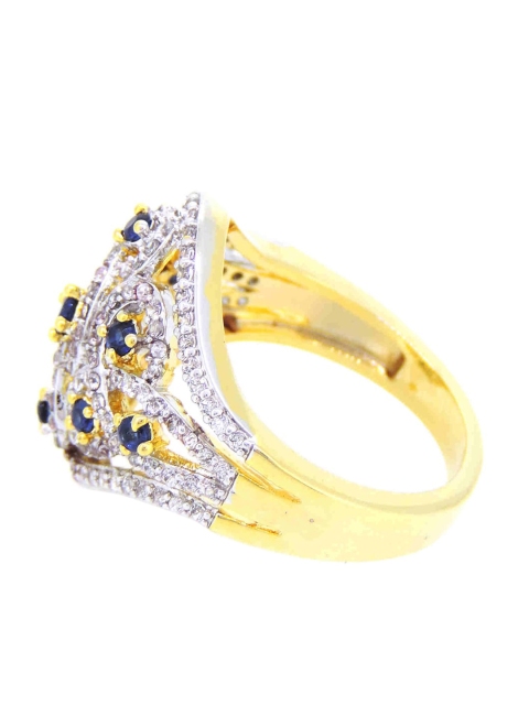 Tistabene White & Gold Toned Contemporary International Diamonds Cocktail Ring