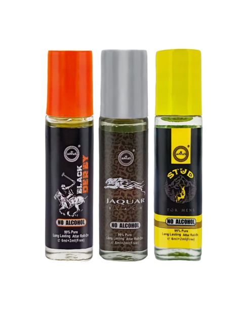 Arras Set of Jaquar Black - Stud - Black Derby Non-Alcoholic Roll-On Perfumes, Yellow
Arras Set of Jaquar Black - Stud - Black Derby Non-Alcoholic Roll-On Perfumes, Yellow