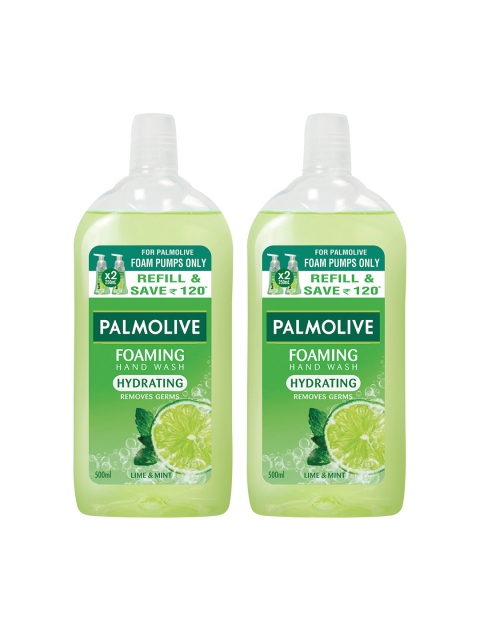 Palmolive Set of 2 Hydrating Foaming Lime & Mint Hand Wash Refill Bottle - 500 ml each, Green
Palmolive Set of 2 Hydrating Foaming Lime & Mint Hand Wash Refill Bottle - 500 ml each, Green