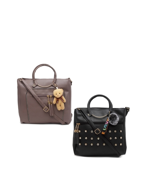 borse lele Set of 2 Embellished PU Structured Handheld Bags, Assorted