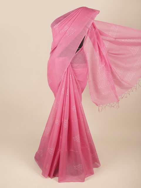 Pothys Pink Woven Design Jute Silk Saree
