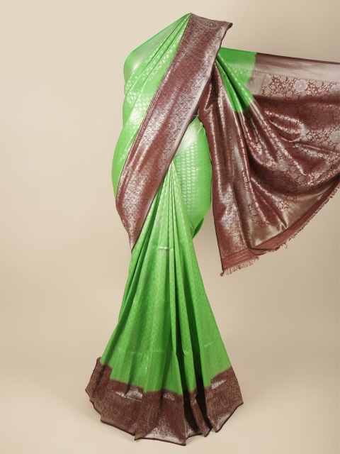 Pothys Green & Coffee Brown Silver-Toned Ethnic Motif Printed Art Silk Banarasi Saree
Pothys Green & Coffee Brown Silver-Toned Ethnic Motif Printed Art Silk Banarasi Saree