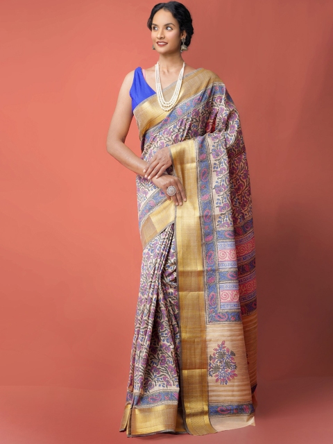 Unnati Silks Cream & Blue Ethnic Motifs Hand Block Printed Zari Silk Maheshwari Saree
Unnati Silks Cream & Blue Ethnic Motifs Hand Block Printed Zari Silk Maheshwari Saree