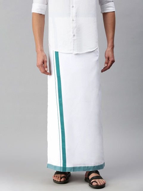 WHITE HEART Men White Pure Cotton Solid Ready Made Mundu
WHITE HEART Men White Pure Cotton Solid Ready Made Mundu