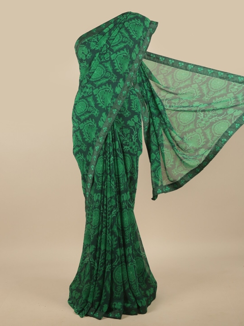 Pothys Green & Black Printed Saree