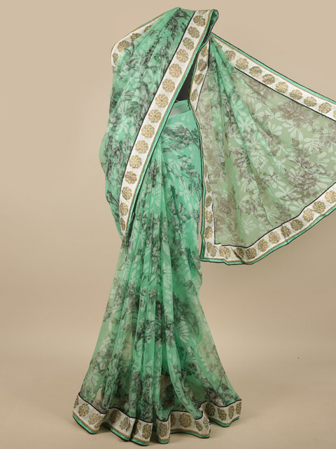Pothys Green & White Floral Saree 
Pothys Green & White Floral Saree