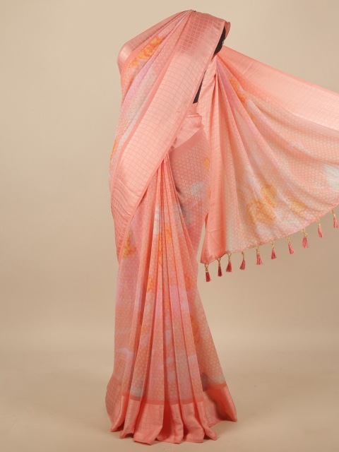 Pothys Pink & Orange Floral Printed Saree