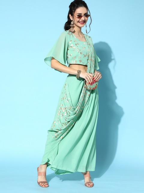 Luni Floral Saree, Green