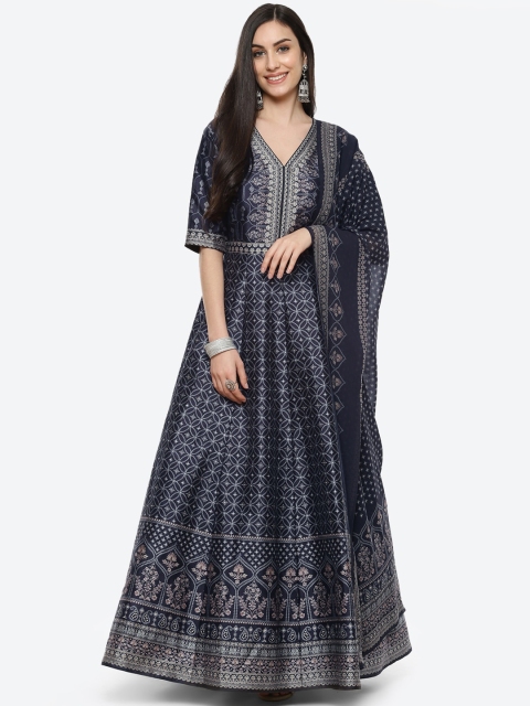 Meena Bazaar Women Navy Blue Ethnic Motifs Printed Pleated Kurta with Churidar & With Dupatta
Meena Bazaar Women Navy Blue Ethnic Motifs Printed Pleated Kurta with Churidar & With Dupatta