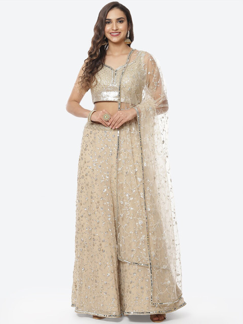 Meena Bazaar Beige Embellished Sequinned Ready to Wear Lehenga & Blouse With Dupatta
Meena Bazaar Beige Embellished Sequinned Ready to Wear Lehenga & Blouse With Dupatta