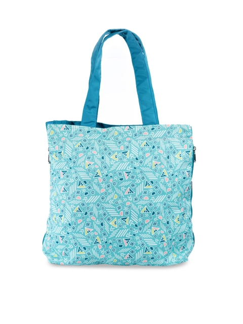 QIPS Sea Green Printed Shopper Tote Bag with Cut Work