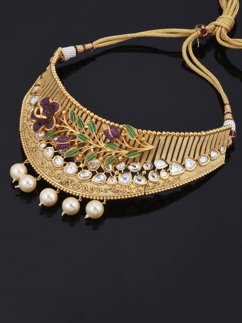 Tistabene Women Gold-Plated Green & Purple Kundan & Stones Beaded Choker Necklace Set
Tistabene Women Gold-Plated Green & Purple Kundan & Stones Beaded Choker Necklace Set
