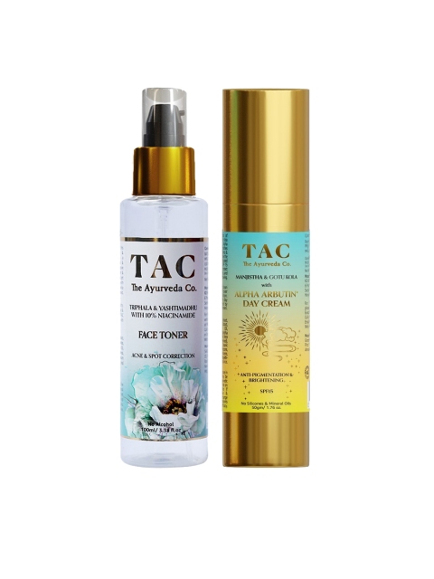 TAC - The Ayurveda Co. Set of Alpha Arbutin Day Cream & Niacinamide Face Toner, Yellow
TAC - The Ayurveda Co. Set of Alpha Arbutin Day Cream & Niacinamide Face Toner, Yellow