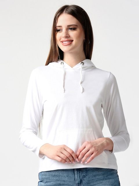 Bewakoof Women White Solid Pure Cotton T-shirt