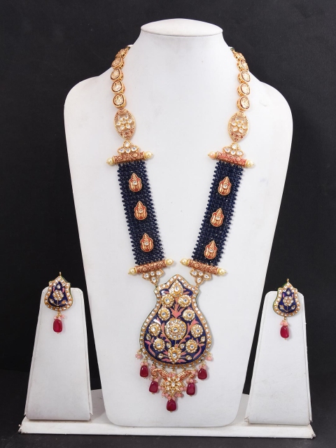 Tistabene Red Floral Enamelled Designer Necklace Set