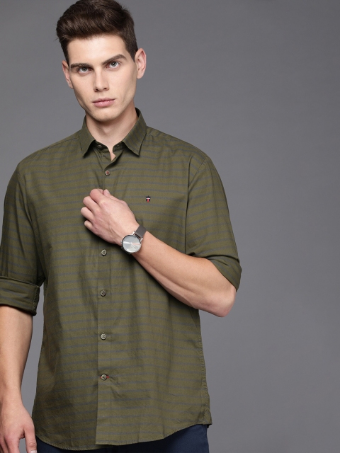 Louis Philippe Sport Men Olive Green & Blue Striped Slim Fit Pure Cotton Casual Shirt
Louis Philippe Sport Men Olive Green & Blue Striped Slim Fit Pure Cotton Casual Shirt