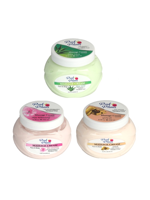 Pink Plums Set of 3 Aloe Vera Skin Whitening & Gold Face & Body Massage Cream 250 ml Each, Multi
Pink Plums Set of 3 Aloe Vera Skin Whitening & Gold Face & Body Massage Cream 250 ml Each, Multi