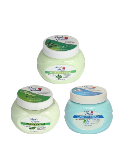 Pink Plums Set of 3 Aloe Vera Cucumber & Ice Cool Face & Body Massage Cream 250 ml Each, Multi
Pink Plums Set of 3 Aloe Vera Cucumber & Ice Cool Face & Body Massage Cream 250 ml Each, Multi