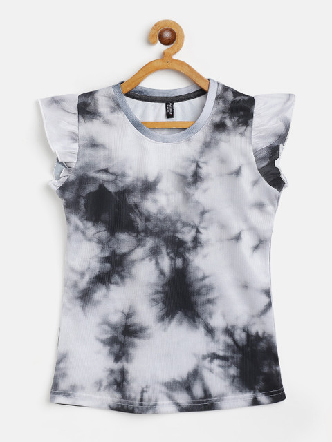 GAME BEGINS Girls White & Black Tie and Dye Cotton Top 
GAME BEGINS Girls White & Black Tie and Dye Cotton Top
