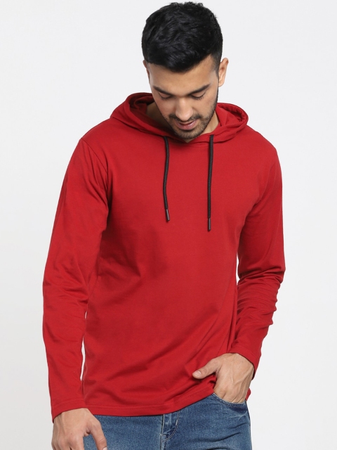 Bewakoof Men Maroon Cotton Hooded Sweatshirt
