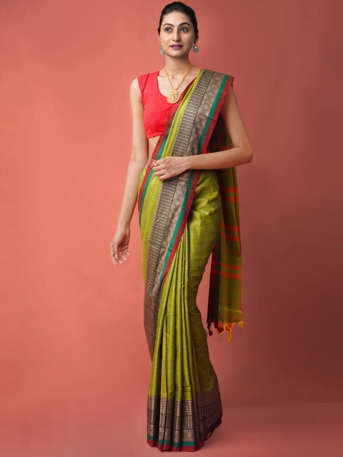 Unnati Silks Green & Orange Woven Design Cotton Handloom Sustainable Narayan Peth Saree
Unnati Silks Green & Orange Woven Design Cotton Handloom Sustainable Narayan Peth Saree